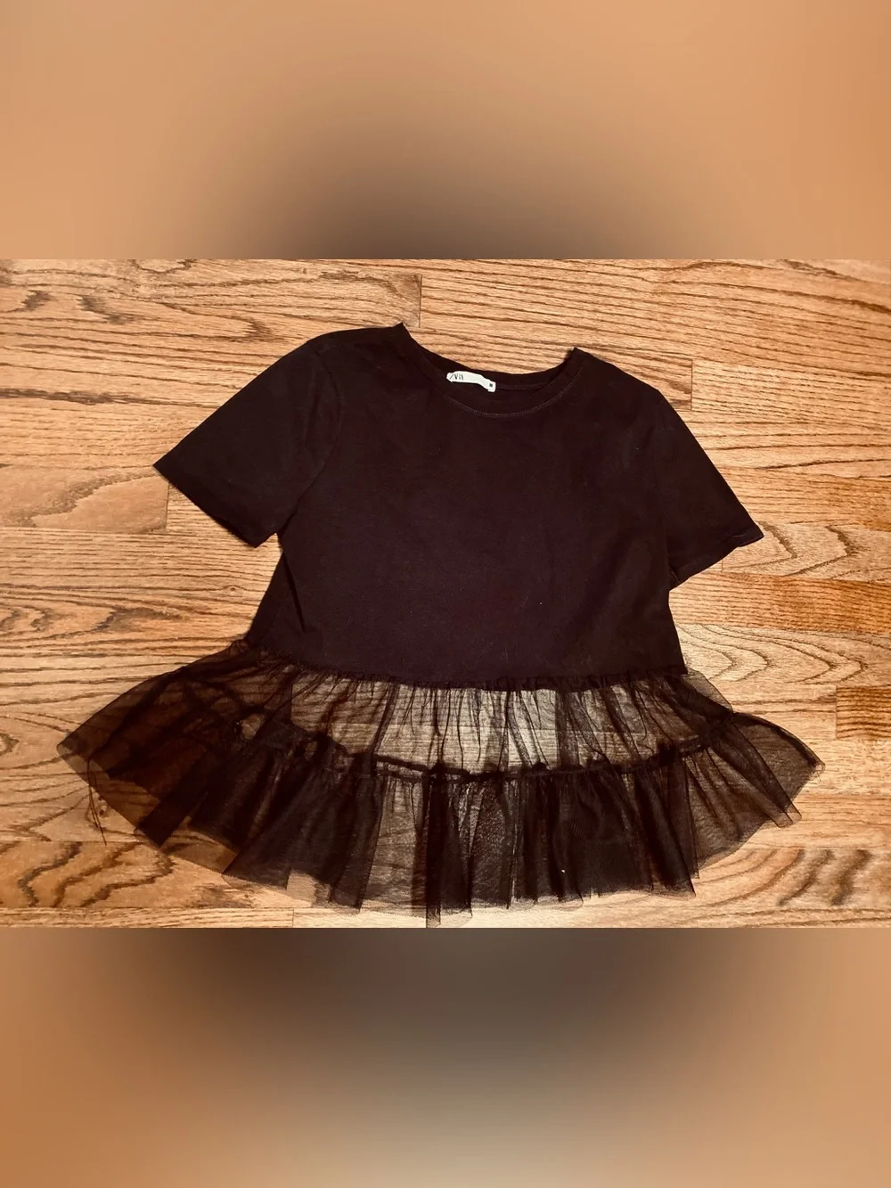 Zara Black Cotton Basic Tee Size Small